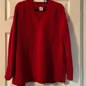 CAbi Bold Red V-Neck Sweater